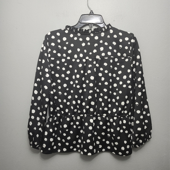 J.crew women's blouse top size 6 polkadot black and white - Picture 6 of 9